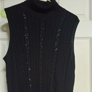 Pretty faux turtleneck with beading sleeveless